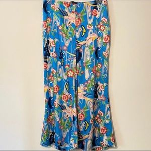 Zara silky palazzo pants button fly elastic inset in back waist bright colors